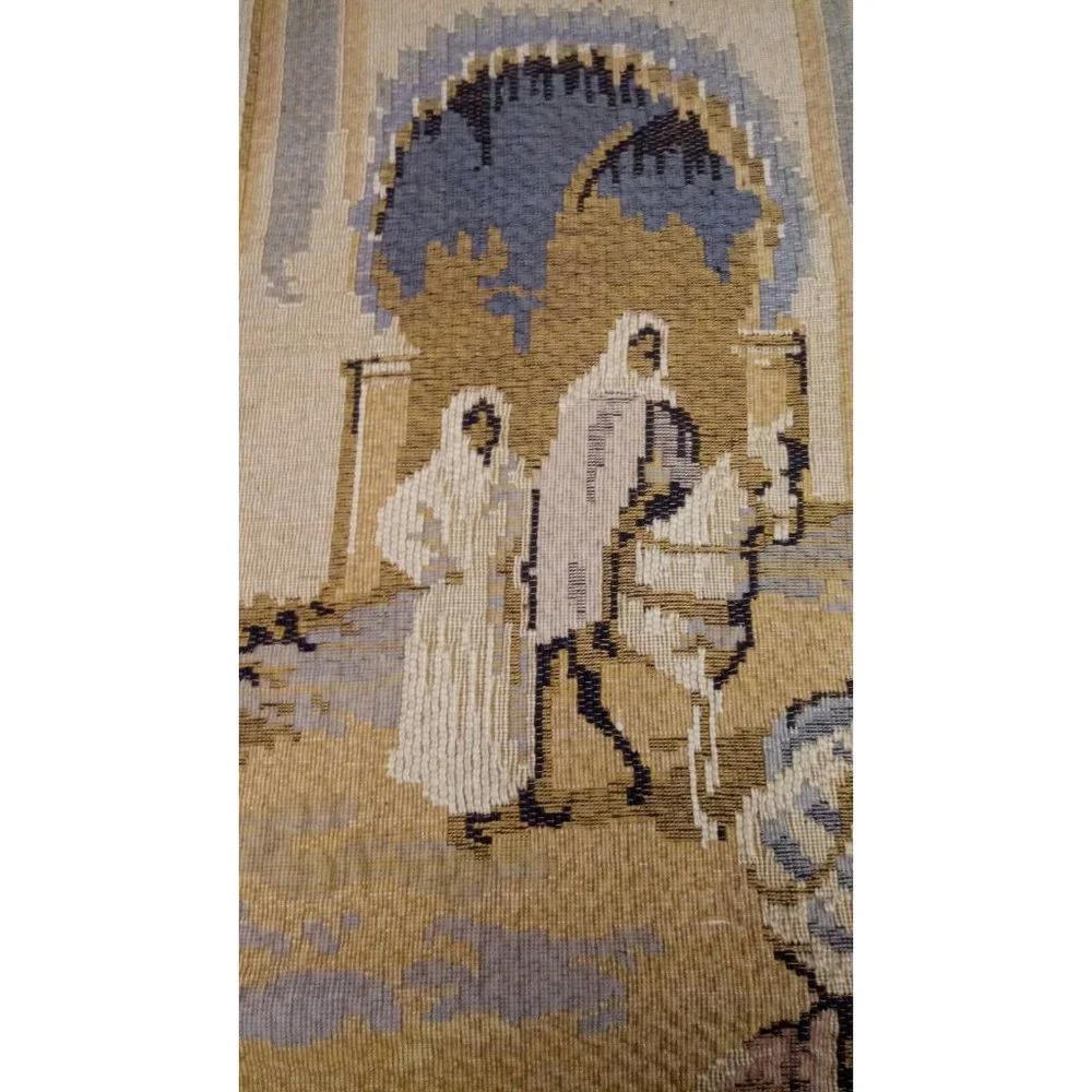 Antique Egyptian Revival Hand Woven Tapestry Middle Eastern Scene 48